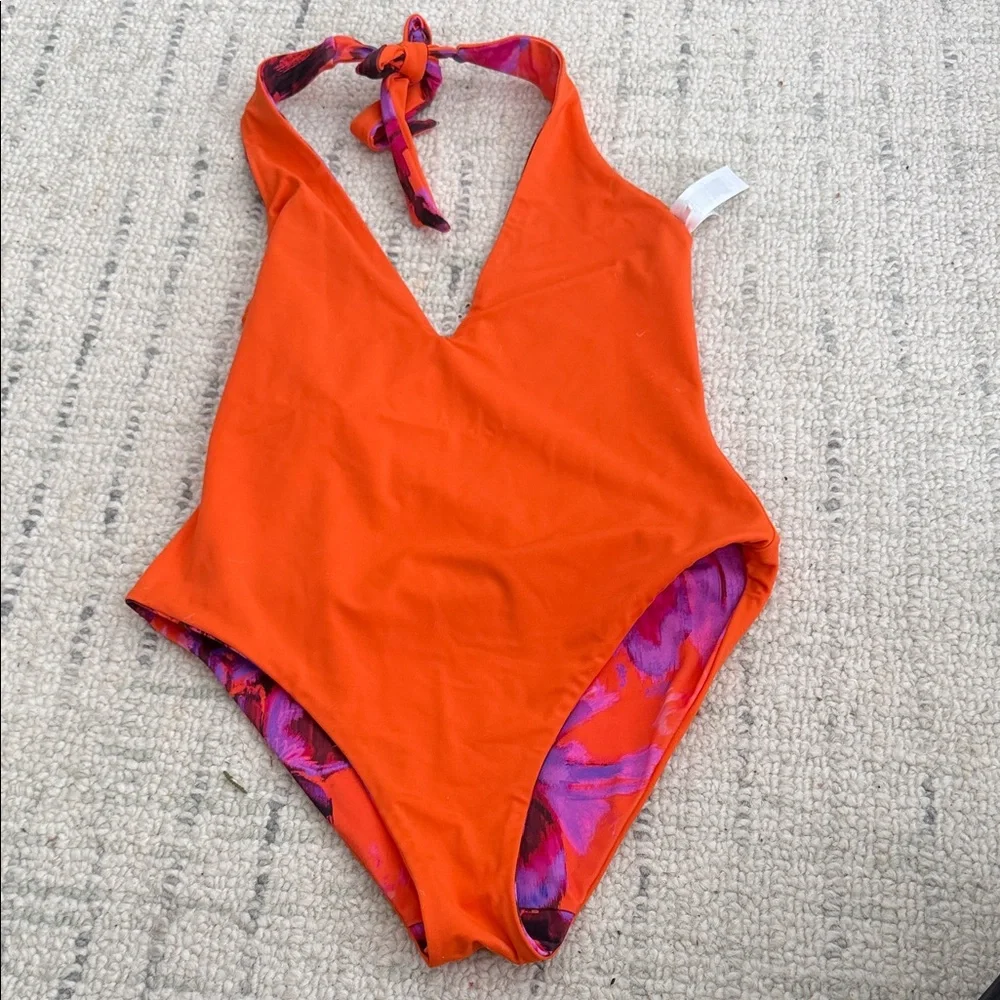 COS Women’s REVERSIBLE Floral One Piece in Orange and Purple- NEVER WORN! - Picture 6 of 7